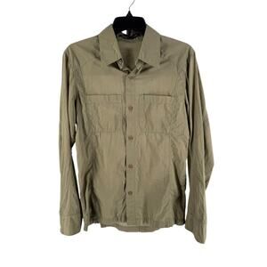 NAU Men's Taupe Brown Organic Cotton Long Sleeve Button-Up Causal Shirt Small